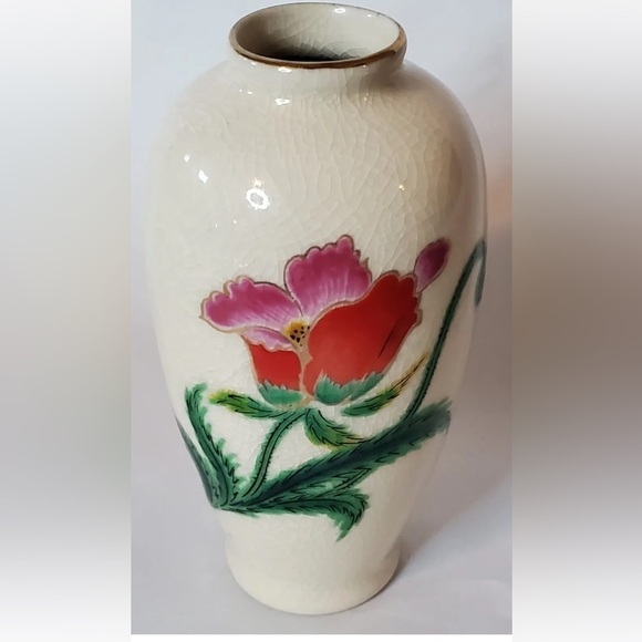 Homco Other - Vintage Homco Japan Floral Porcelain Crackle Bud Vase 4"